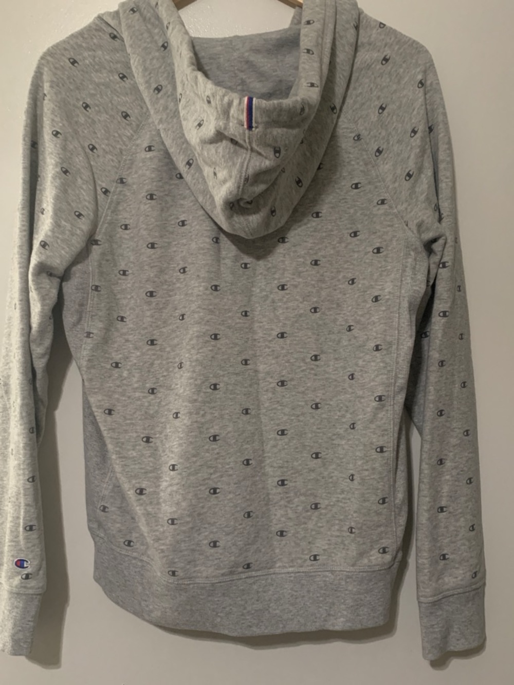 Champion All Over Logo Gray Zip Hooded Sweatshirt - Picture 3 of 3